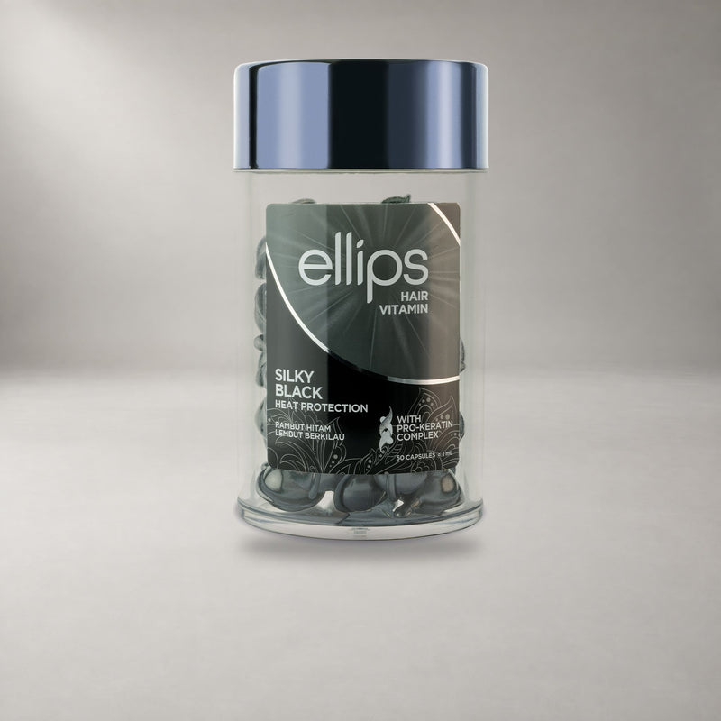 Ellips Silky Black: hårolja i kapslar, burk med 50 kapslar