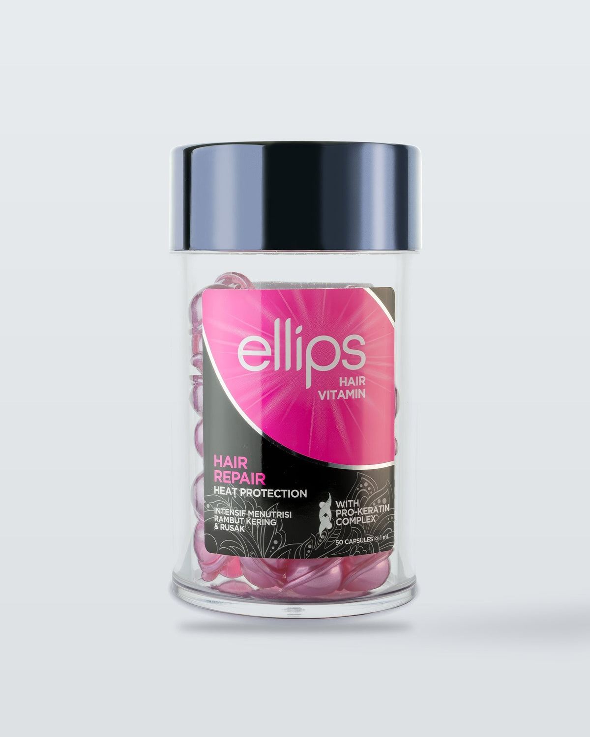 En burk Ellips Hair Repair, hårolja i kapslar