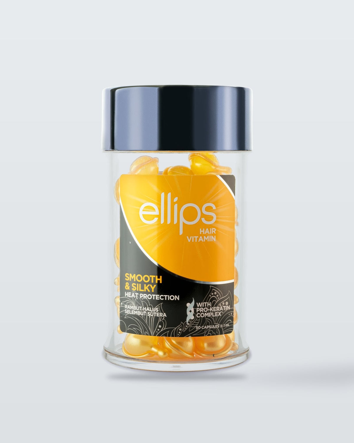 En burk Ellips Smooth & Silky, hårolja i kapslar