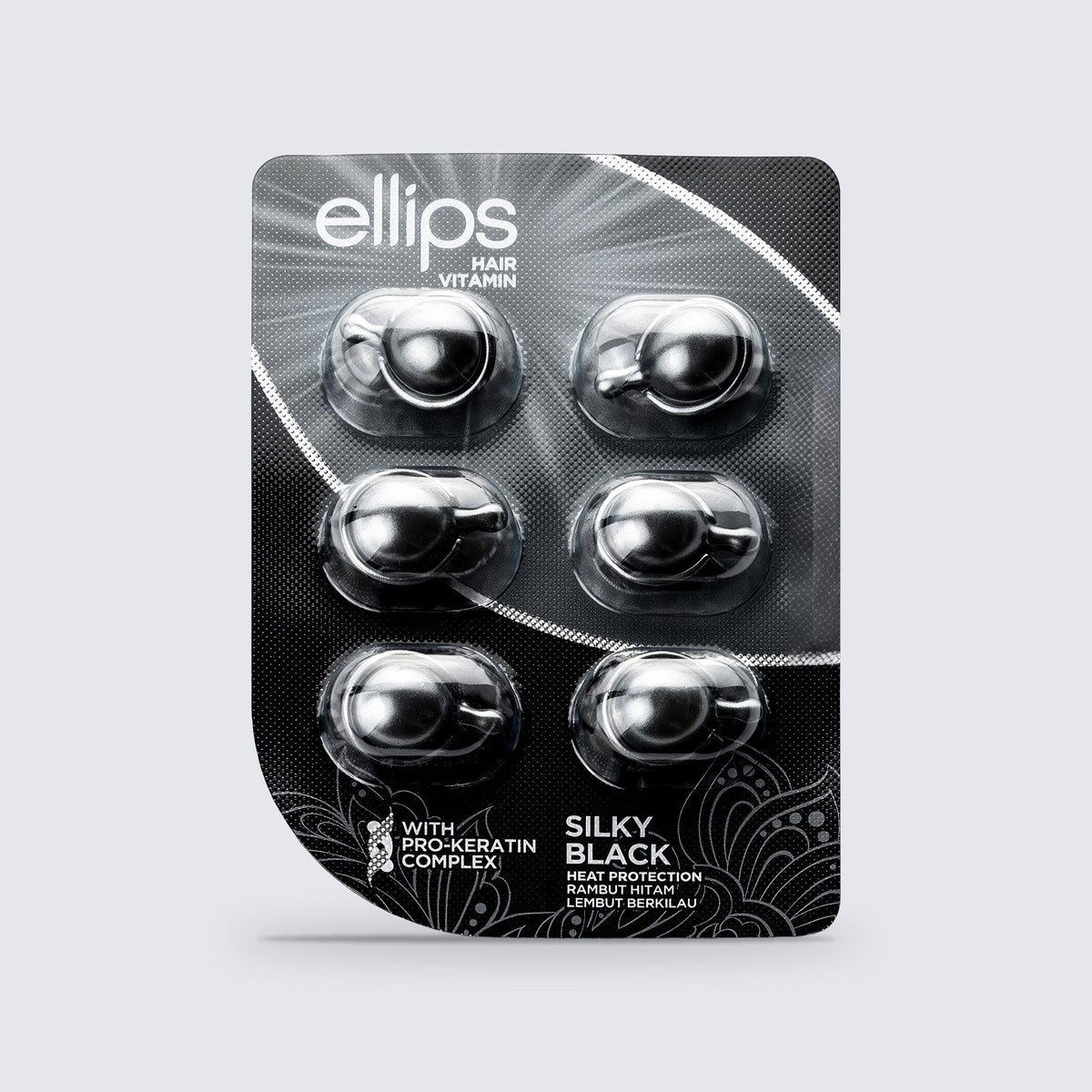Ellips Silky Black i provstorlek: blisterförpackning med 6 kapslar hårolja